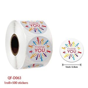 I Inch 500PCS Custom Thank You Label Sticker Roll